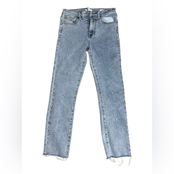Forever 21 Denim - Forever 21 Blue Embellished Straight-Leg Jeans | Rhinestone Detail | Size 25